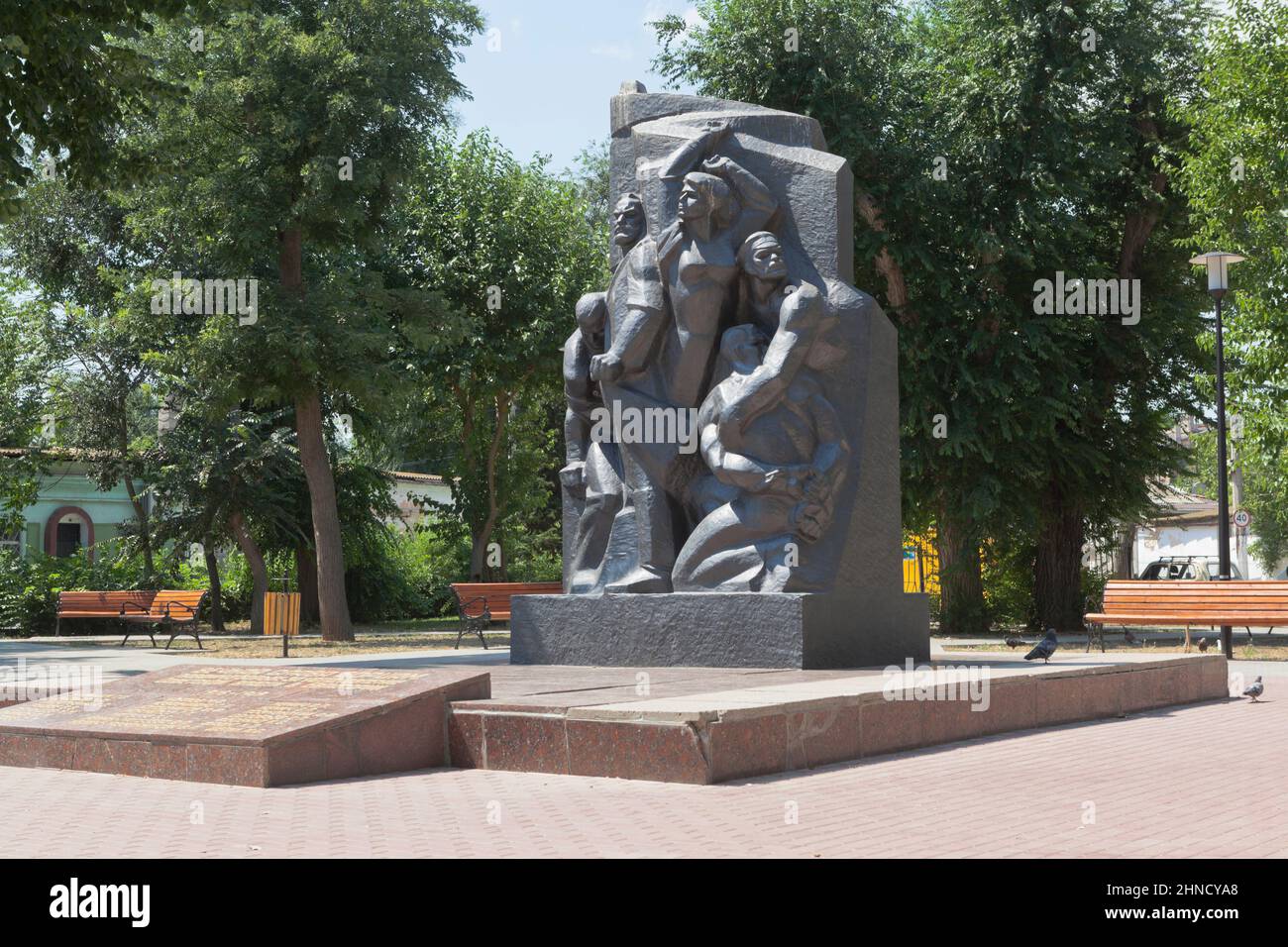 Evpatoria, Crimea, Russia - July 19, 2021: Monument on the mass grave, who died in the struggle for the establishment of Soviet power in the city of E Stock Photo