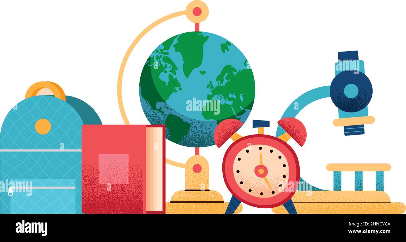 earth with supplies school icons Stock Vector Image & Art - Alamy