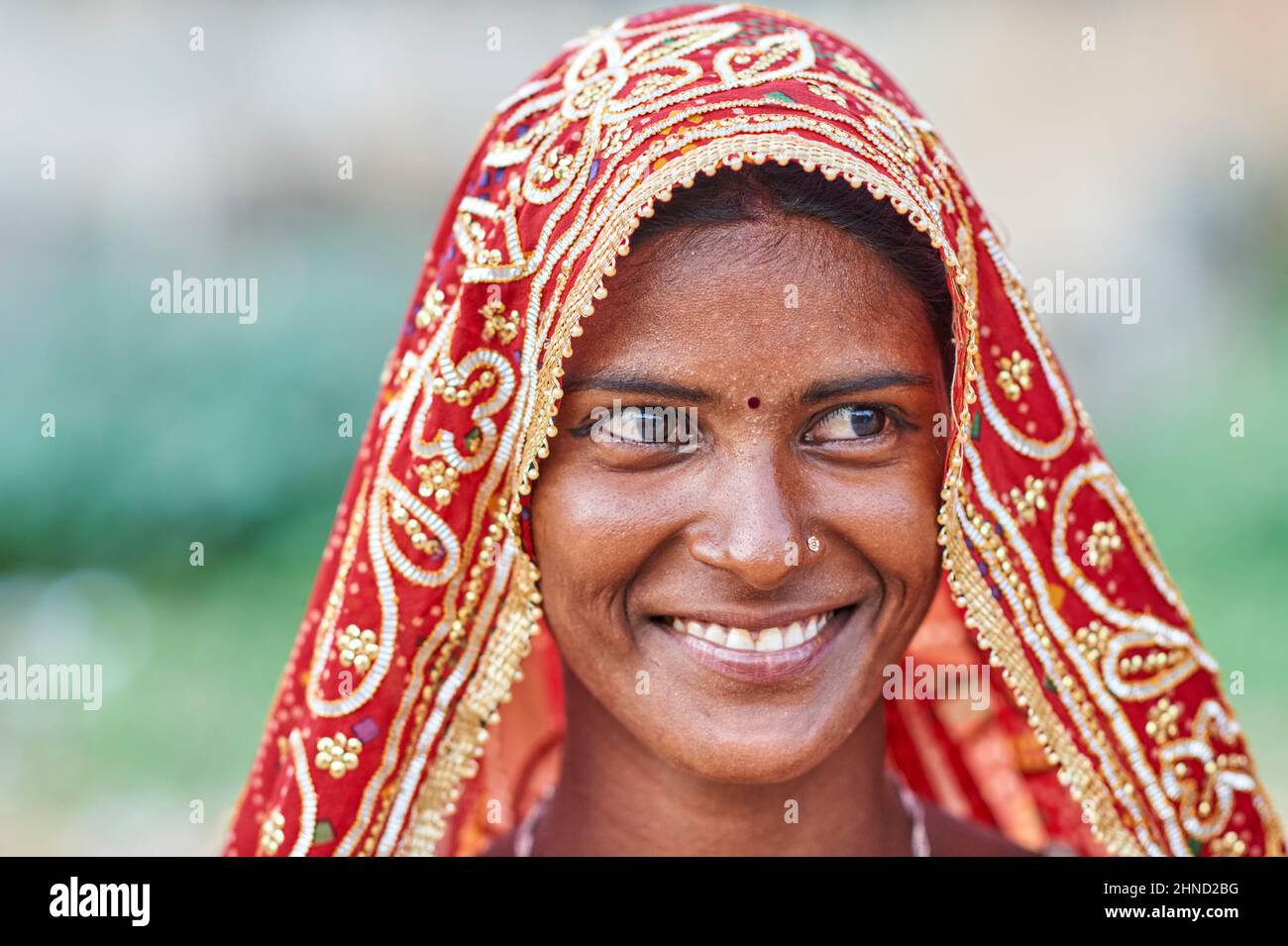 India Rajasthan. Portrait of a woman with traditional dress. Mandawa ...