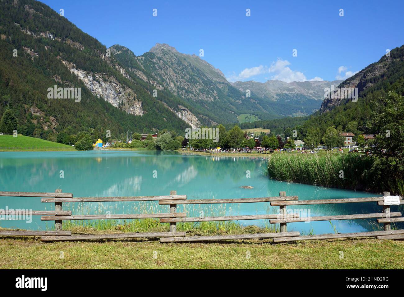Italy, Valle d'Aosta, Brusson, the lake Stock Photo