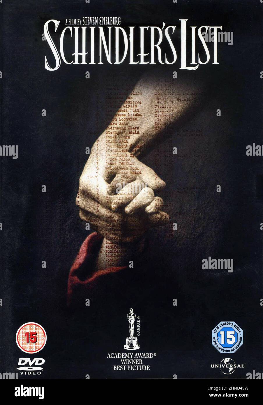 DVD Cover. 'Schindler's List'. Steven Spielberg. Stock Photo