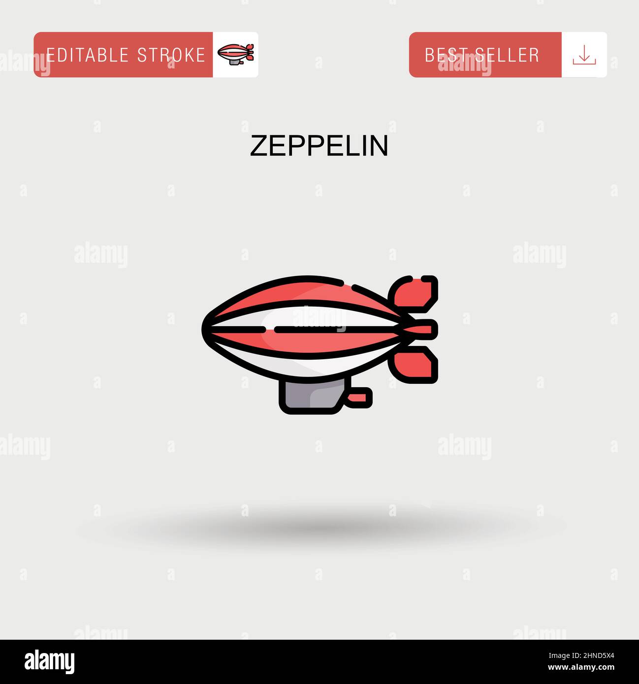 Zeppelin Simple vector icon. Stock Vector