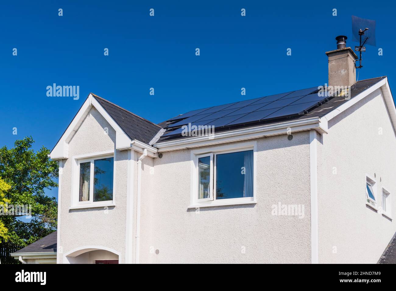 Ireland, County Sligo, Carney, Suburban house with solar panels on roof