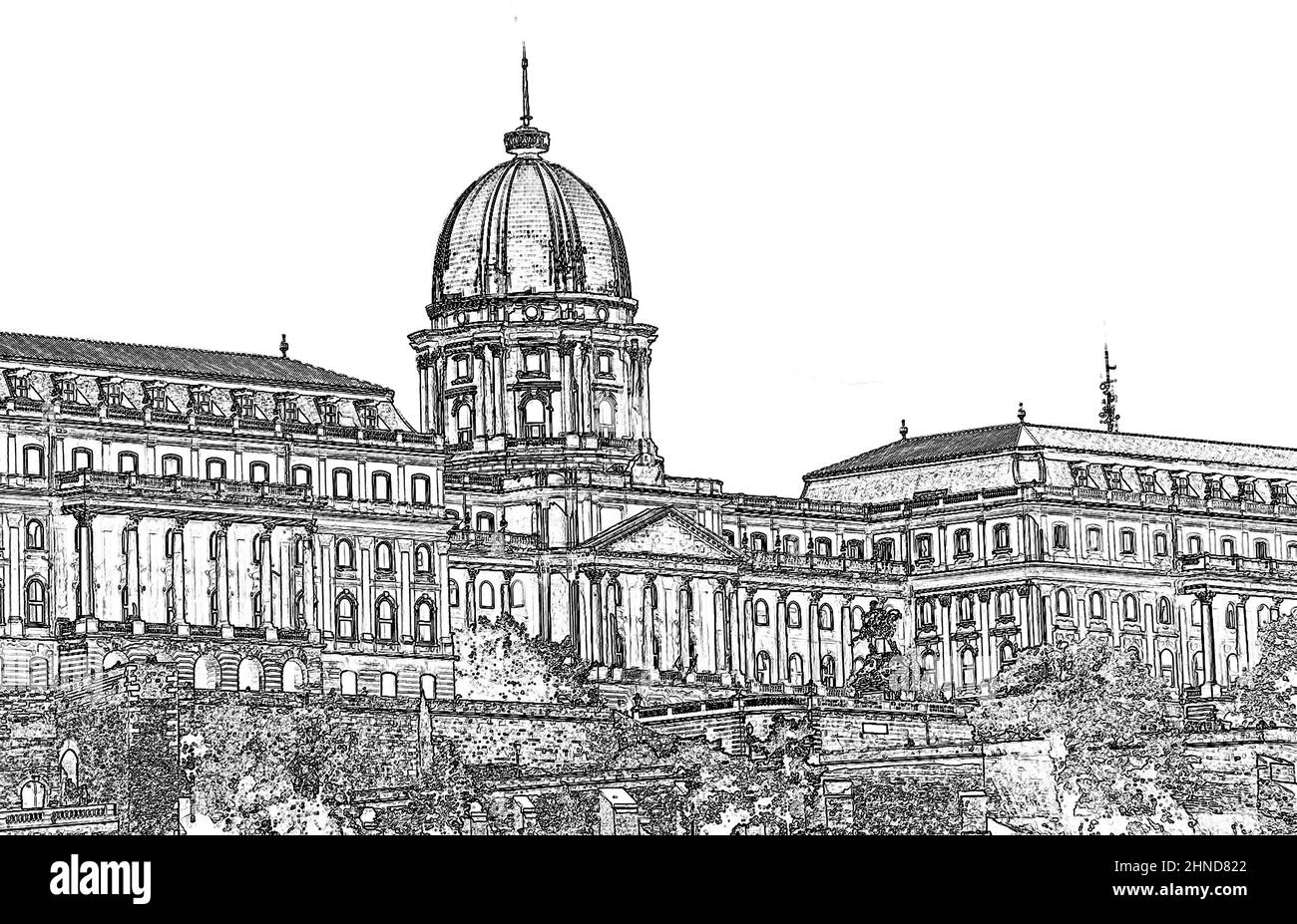 Buda castle palace, Budapest, Hungary  (illustration) Stock Photo