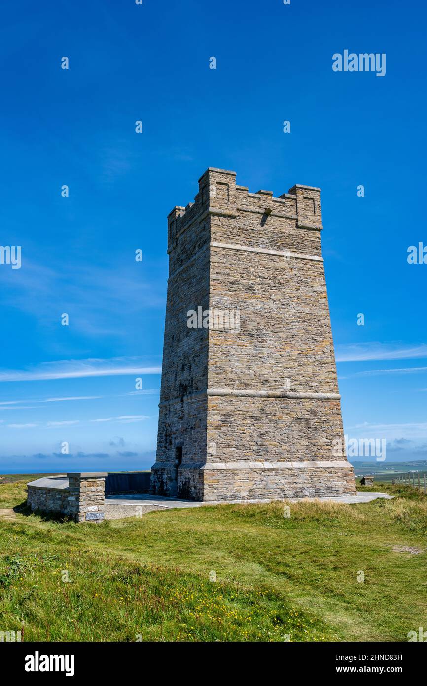 Memorial to Field Marshal Lord Kitchener and crew of H.M.S. Hampshire which sunk nearby on June 1916 - Marwick Head, Mainland Orkney, Scotland, UK Stock Photo