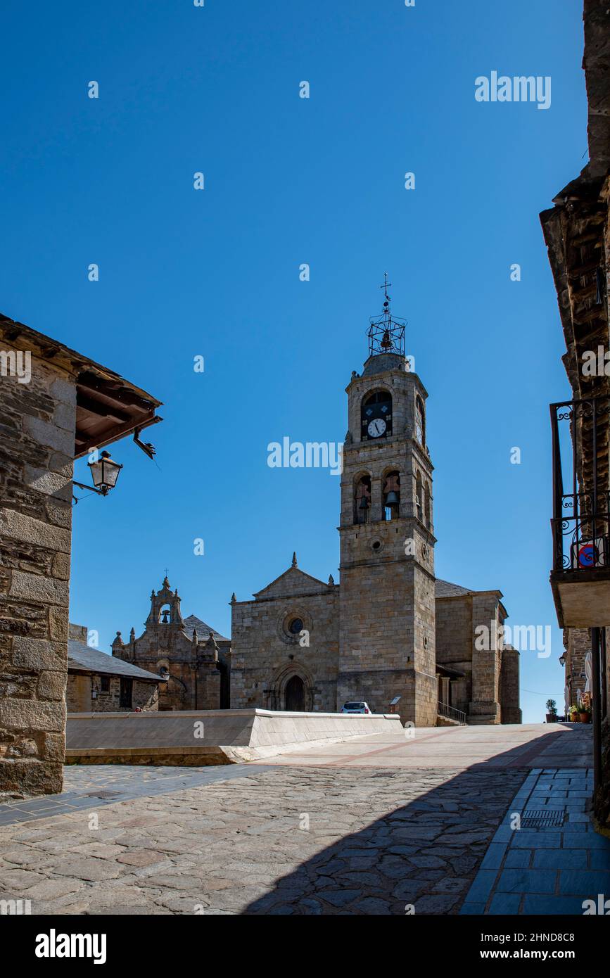 Puebla de Sanabria, Zamora, Spain;July 2021: Traditional architecture, Hermitage of San Cayetano and Church of Santa María de Azogue in Puebla de Sana Stock Photo