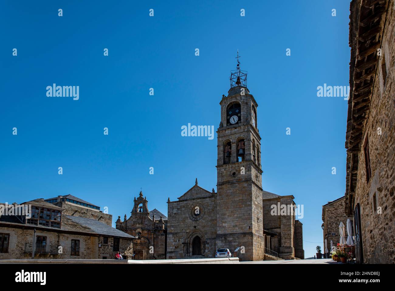 Puebla de Sanabria, Zamora, Spain;July 2021: Traditional architecture, Hermitage of San Cayetano and Church of Santa María de Azogue in Puebla de Sana Stock Photo