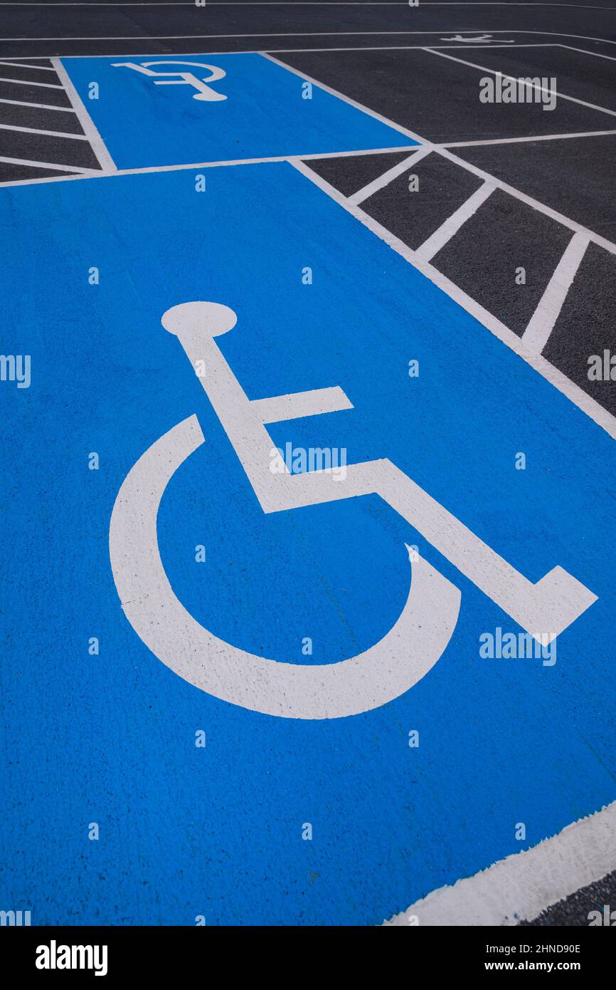 Ireland, County Offaly, Tullamore, Disabled car parking space. Stock Photo