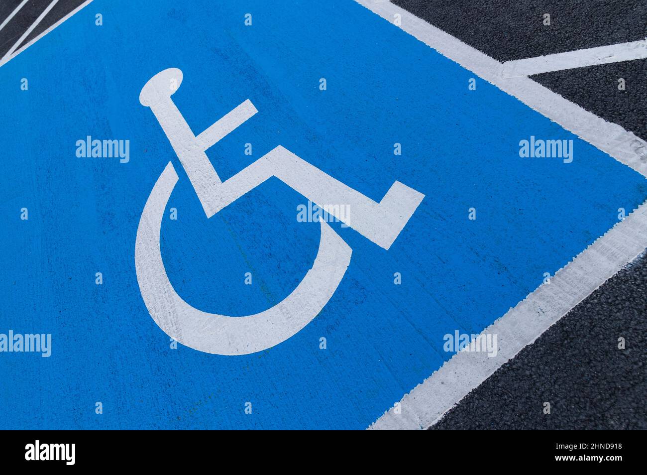 Ireland, County Offaly, Tullamore, Disabled car parking space. Stock Photo