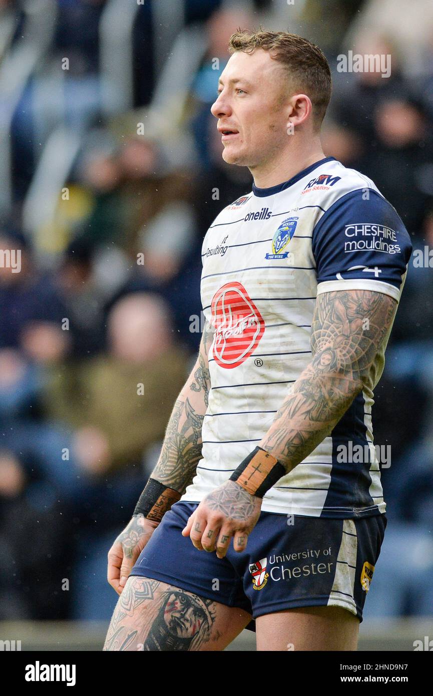 Leeds, England - 12 February 2022 - Josh Charnley of Warrington Wolves during the Rugby League Betfred Super League Round 1 Leeds Rhinos vs Warrington Wolves at Emerald Headingley Stadium, Leeds, UK  Dean Williams Stock Photo