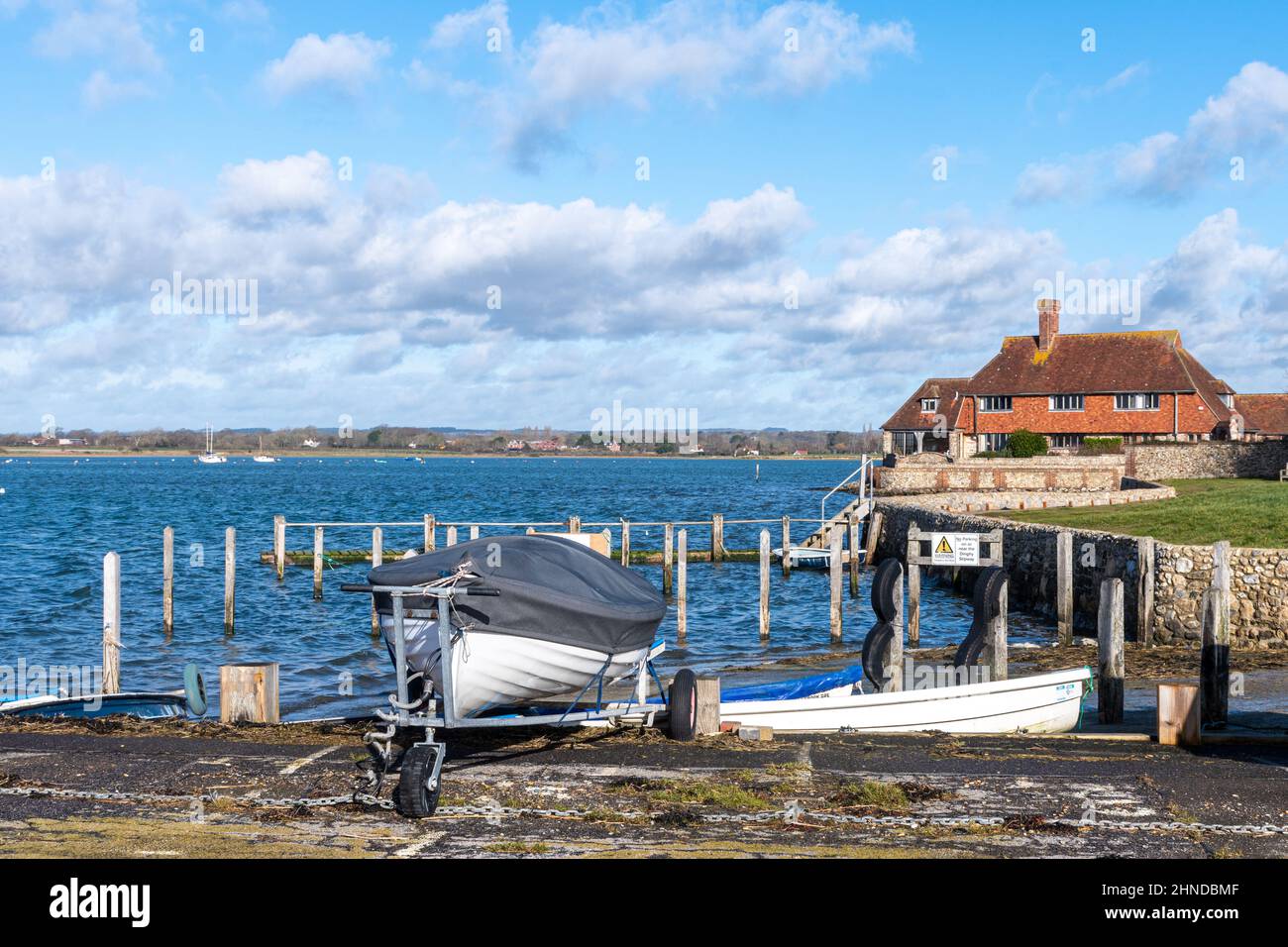 Bosham village and harbour, view of the pretty coastal tourist or visitor attraction in West Sussex, England, UK Stock Photo