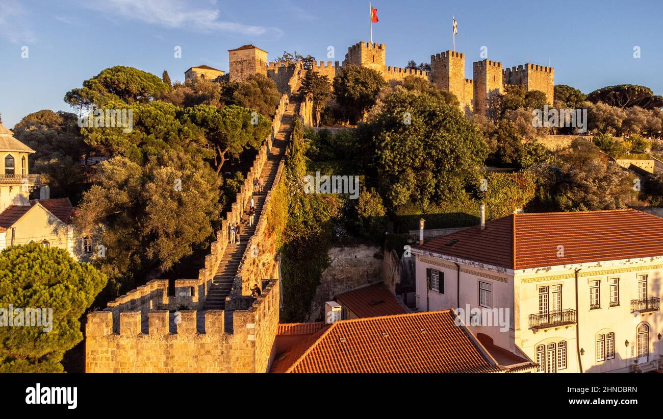 São Jorge Castle or St George's Castle, Lisbon, Portugal Stock Photo