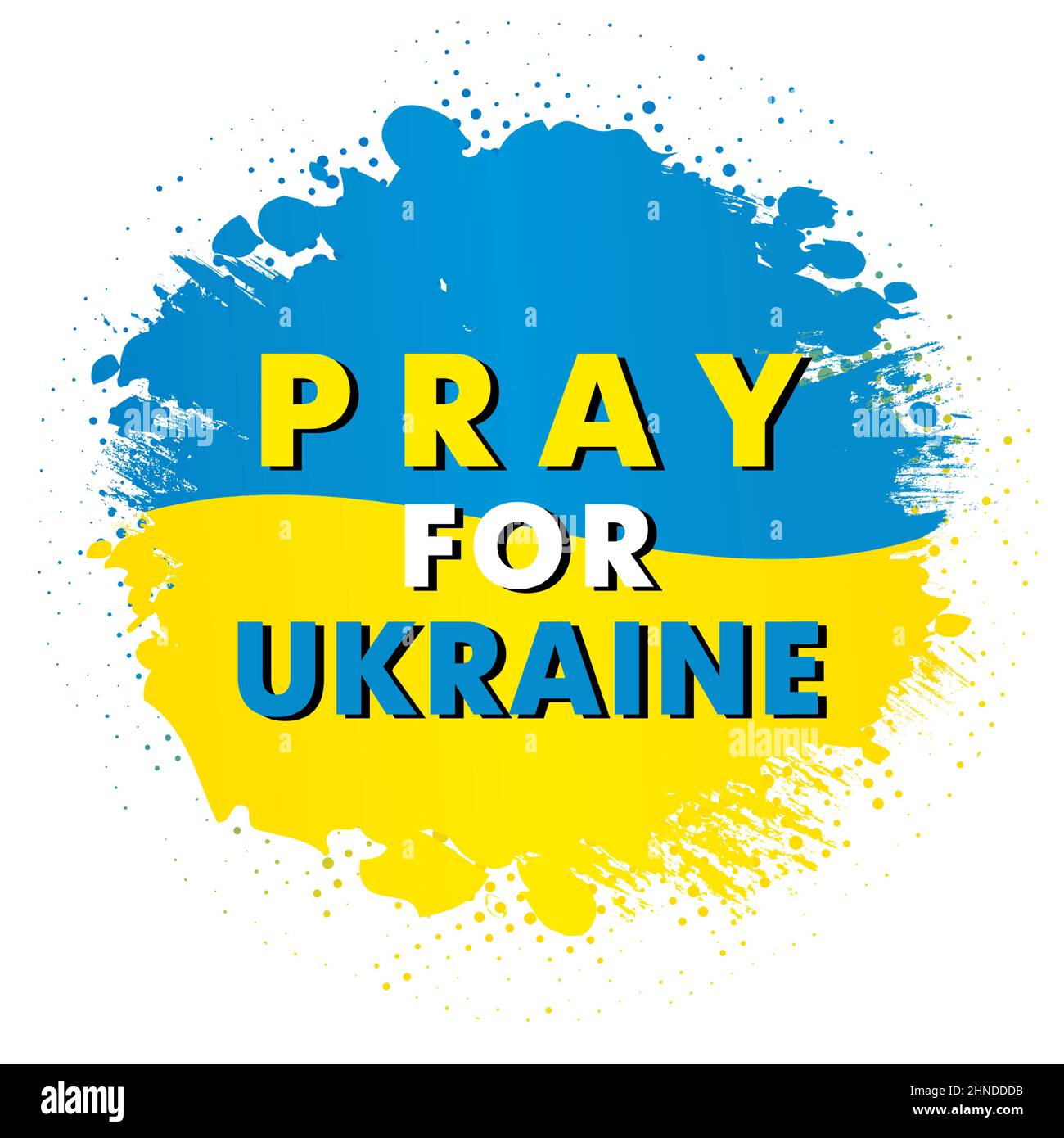 Pray for Ukraine, brush and ink grunge flag. International protest - Stop Russian aggression against Ukraine. Vector illustration Stock Vector