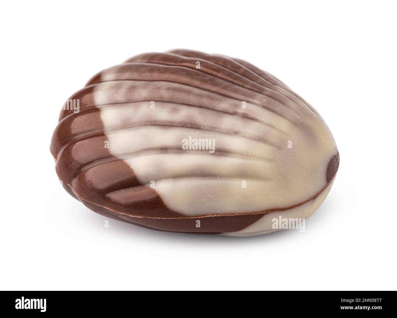 Chocolate sweets shaped as seashells isolated on white background Stock Photo