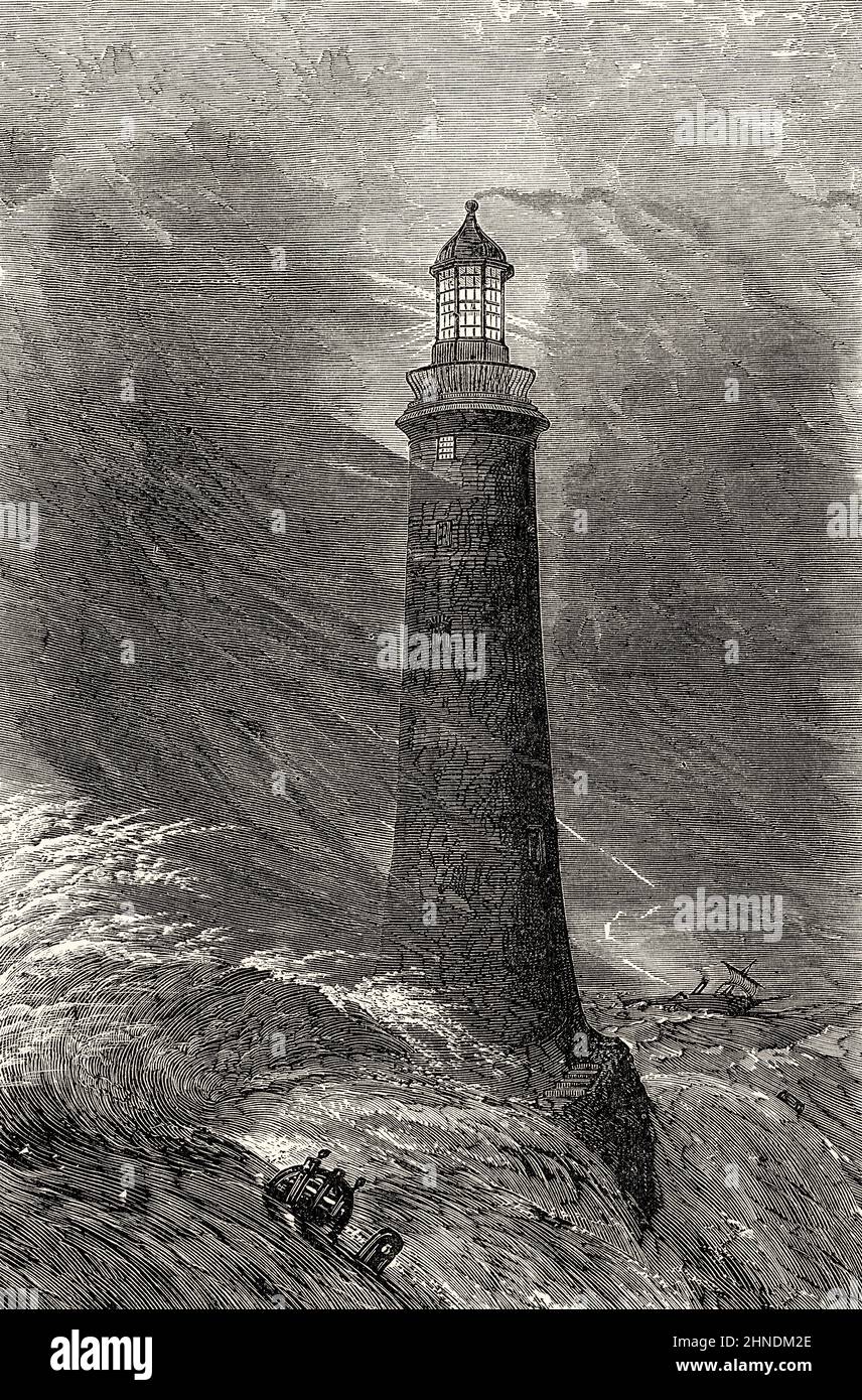 third Eddystone Lighthouse by John Smeaton, Rame Head, Plymouth, England Stock Photo