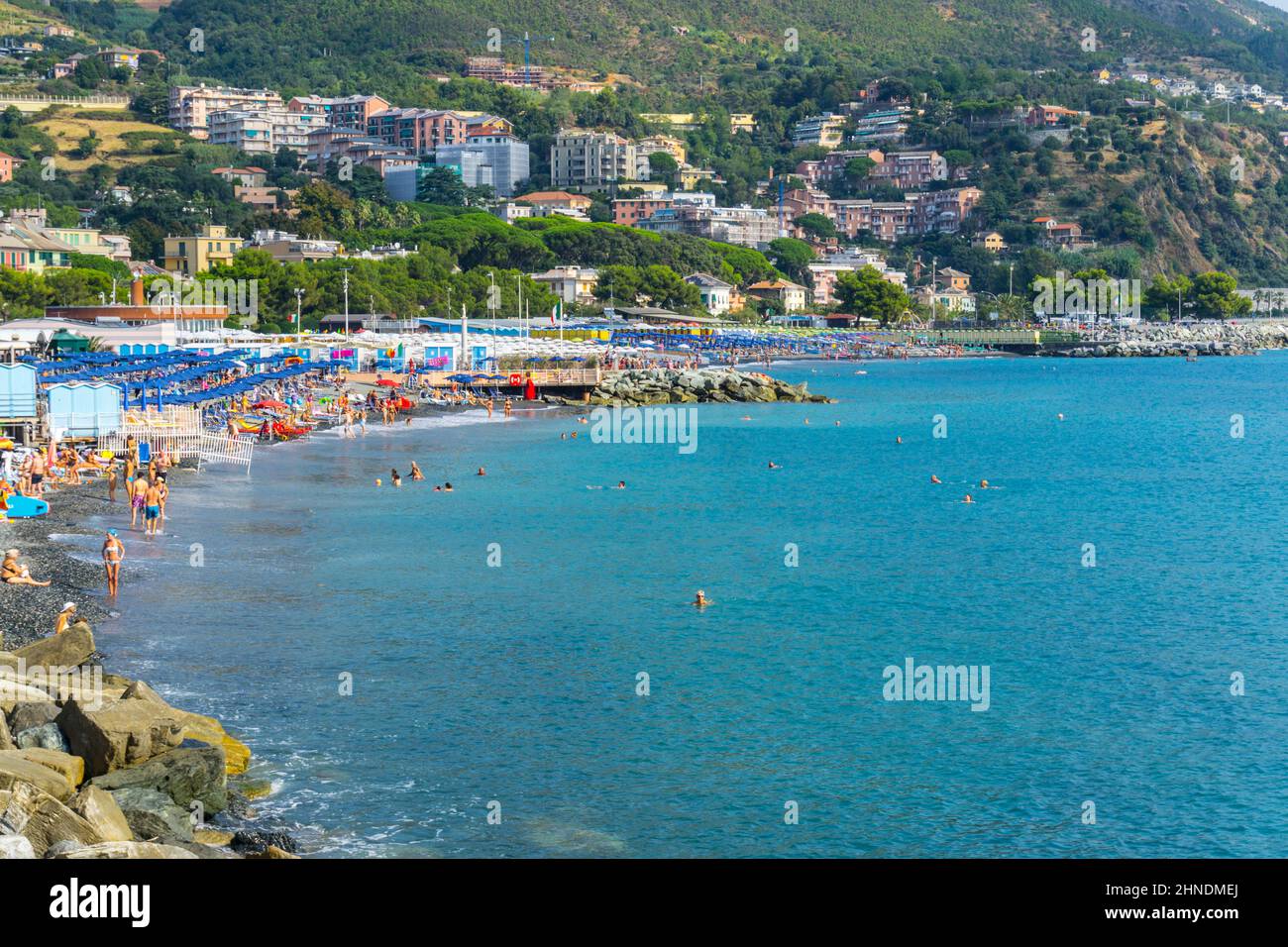 Italy, Liguria, Arenzano, the beach Stock Photo