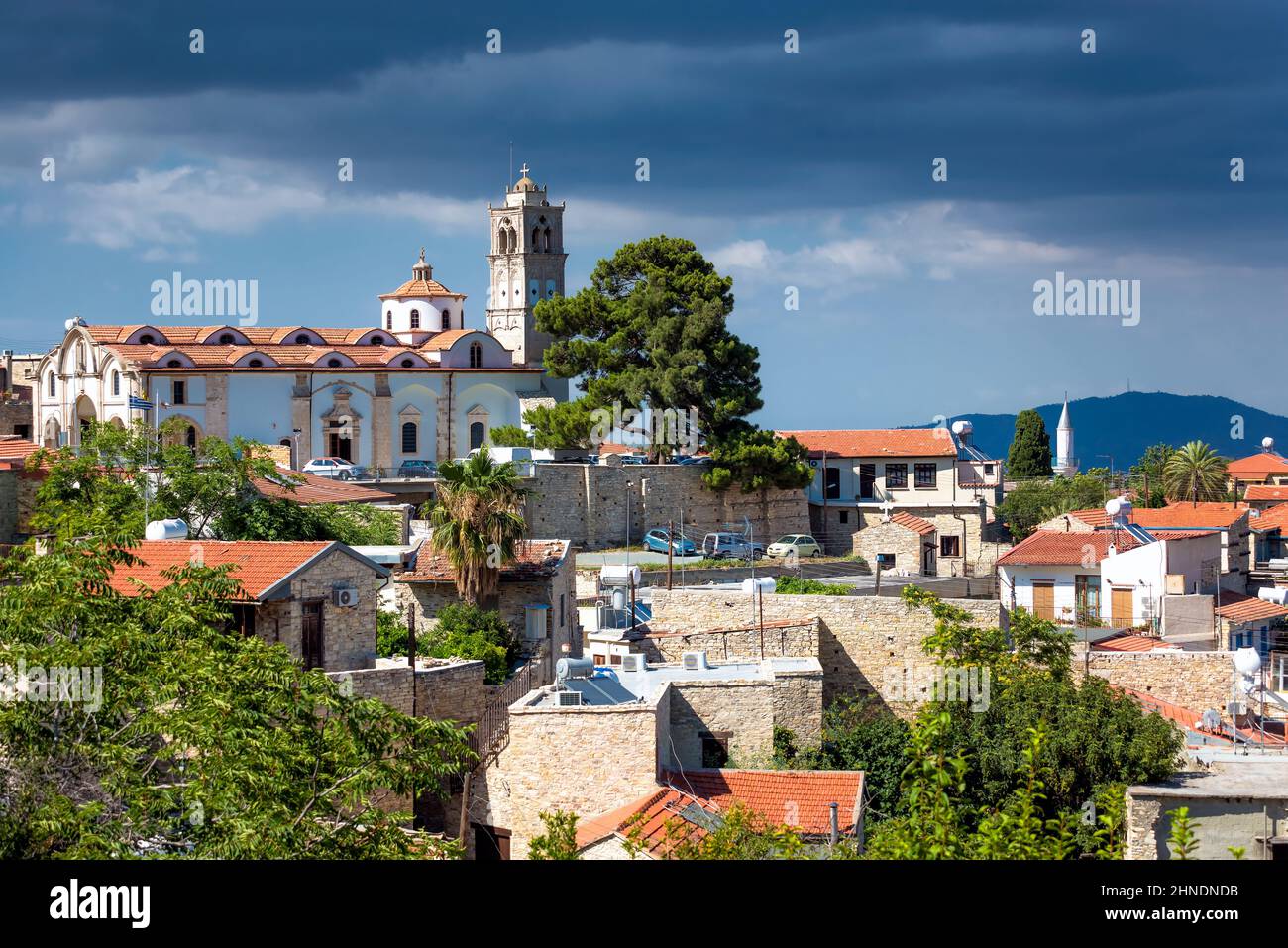 Lefkara village in Cyprus with Timios Stavros church Stock Photo