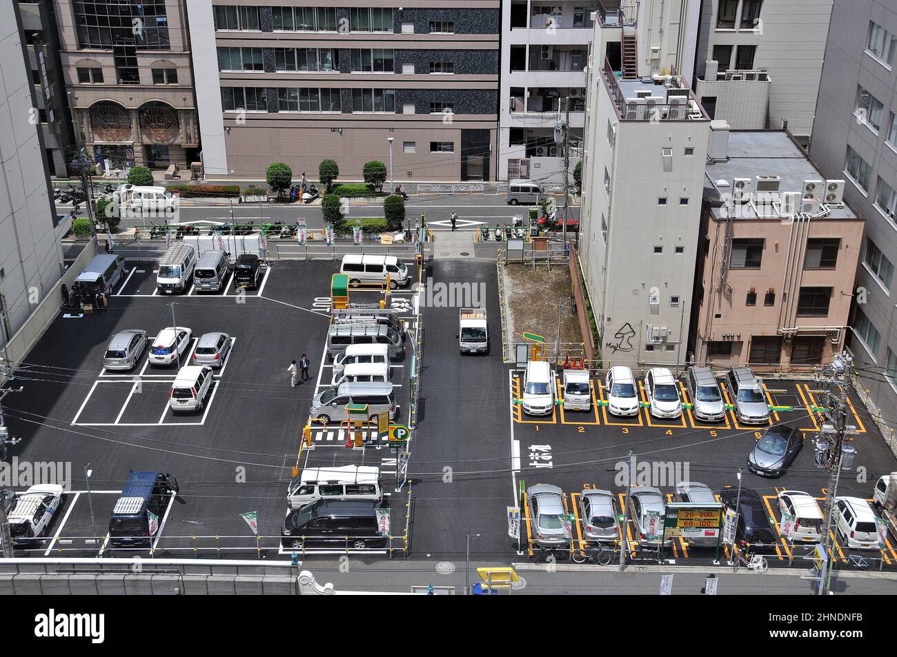 aerial view on car parking, Shinjuku, Tokyo Stock Photo