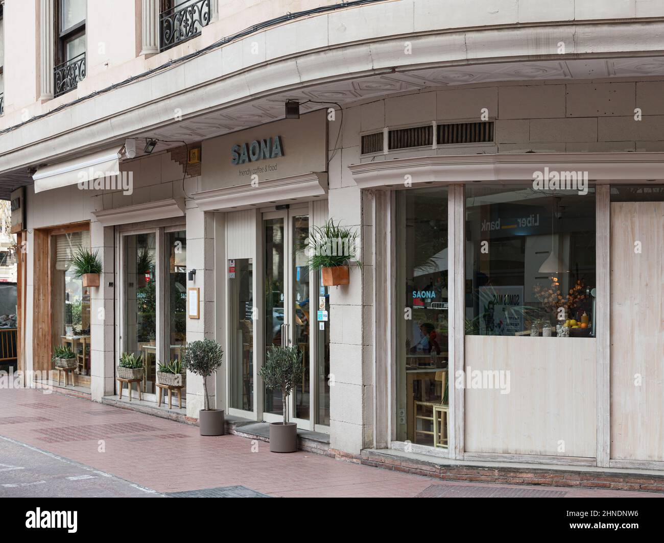 VALENCIA, SPAIN FEBRUARY 15, 2022 Saona is a Spanish chain of mediterranean food restaurants