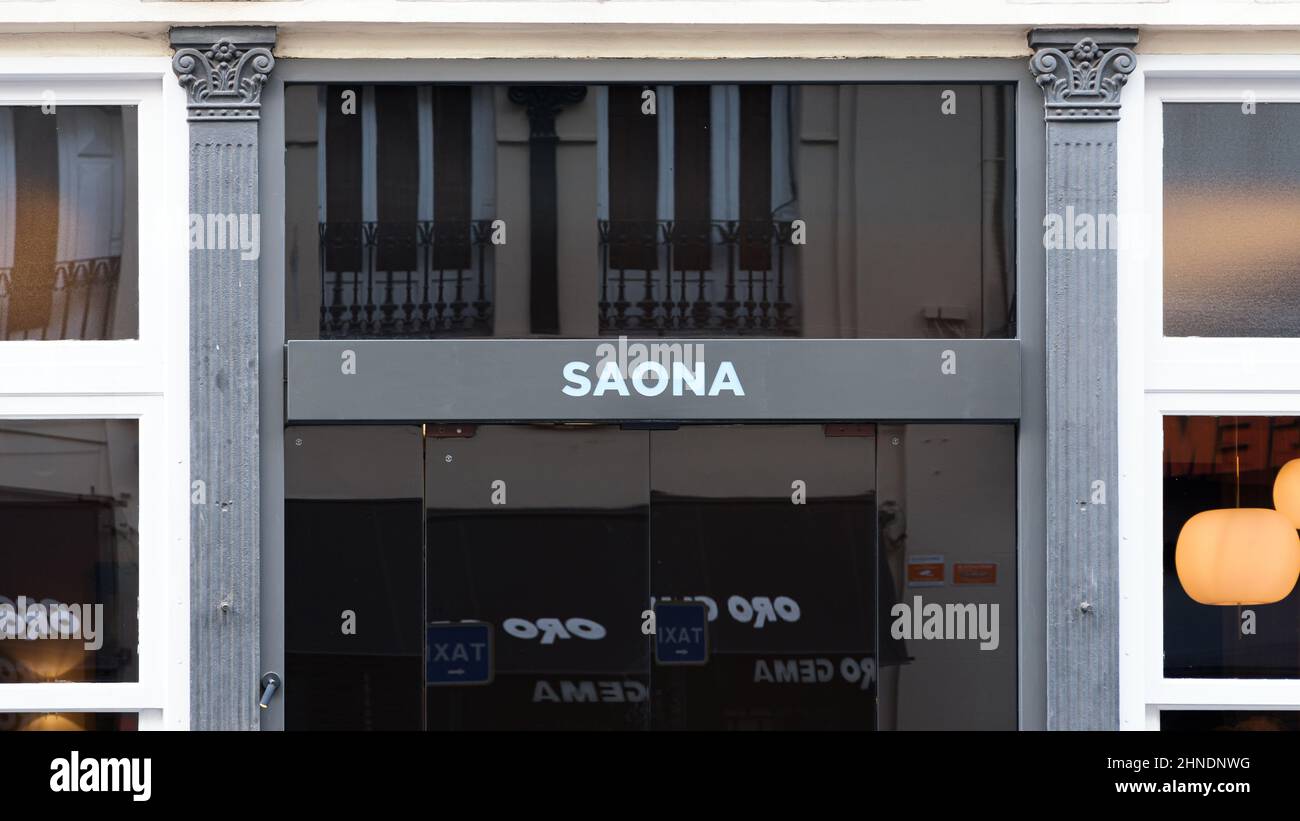 VALENCIA, SPAIN FEBRUARY 15, 2022 Saona is a Spanish chain of mediterranean food restaurants