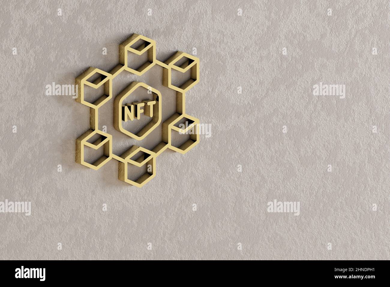 NFT Social icon. Beautiful Golden NFT symbol icons on wall background ...