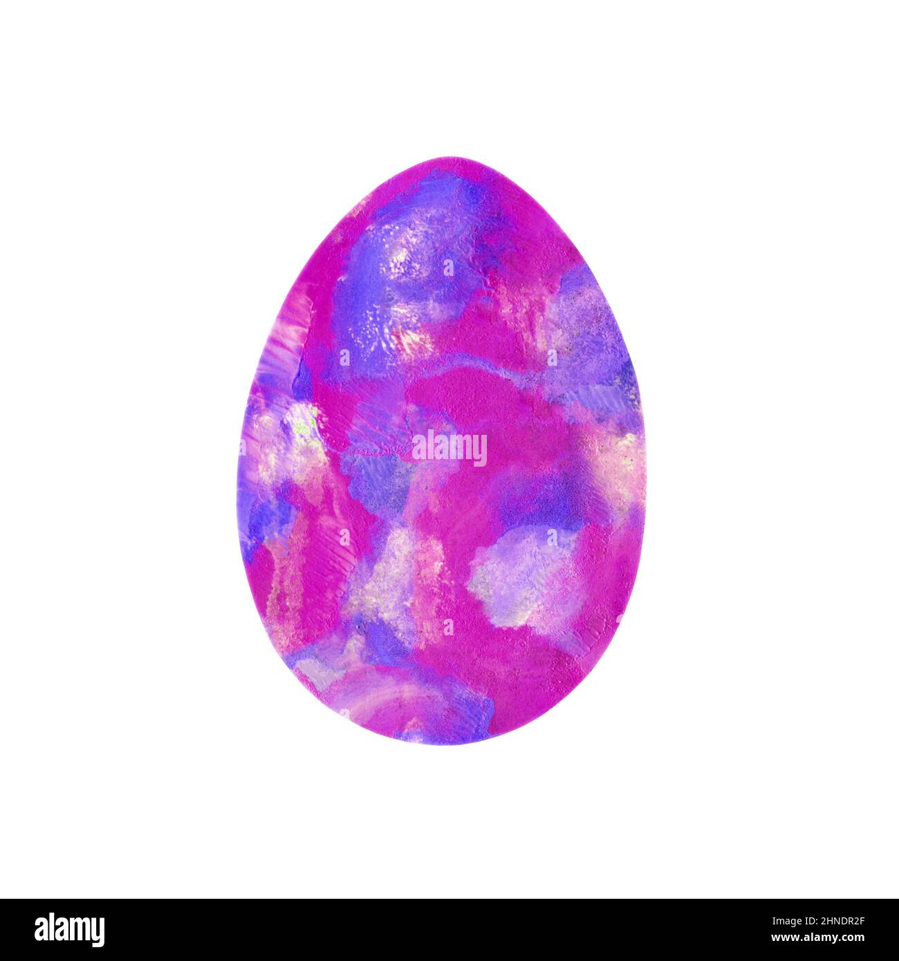 Easter egg - textured pink-violet spots smears isolated on white background. Watercolor colorful textured painting. Design for background, cover and packaging, Easter and food illustration, greeting card. Stock Photo