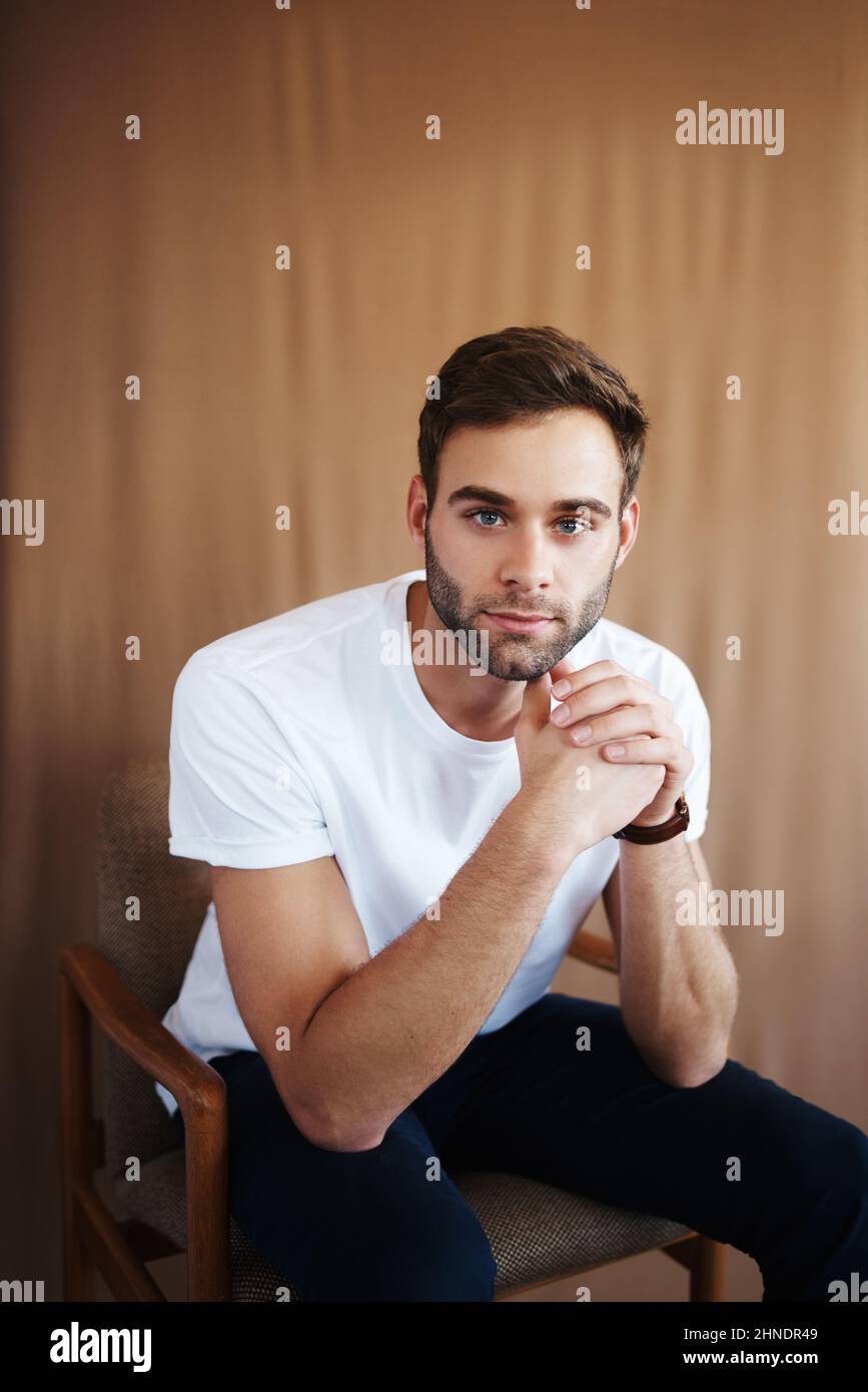 Serious confident unshaven male hi-res stock photography and images - Alamy