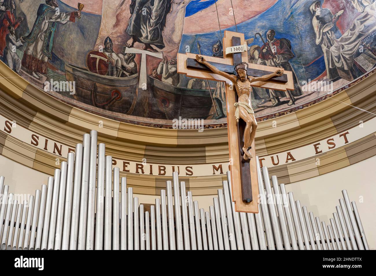 Altopascio, Lucca, Italy - 2015, May 13: Crucified Christ in the church of San Jacopo Maggiore. Stock Photo