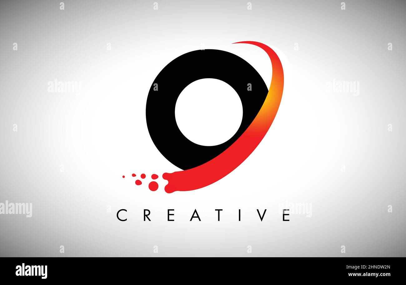 Creative Letter O Logo with Curved Red Swoosh and Dots. Modern Trendy ...