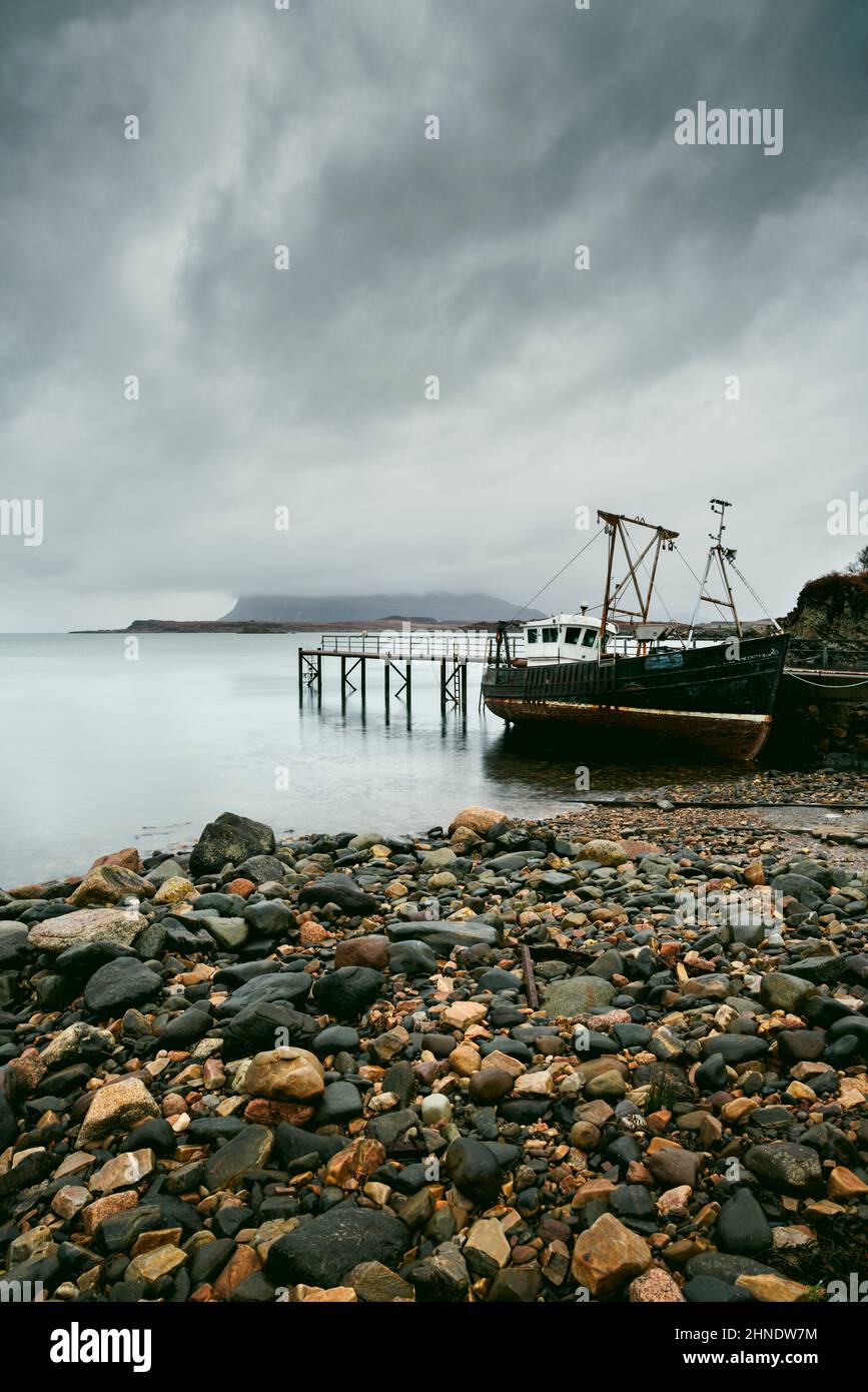 An old, rusty fishing boat on the Isle of Mull, Scotland Stock Photo ...