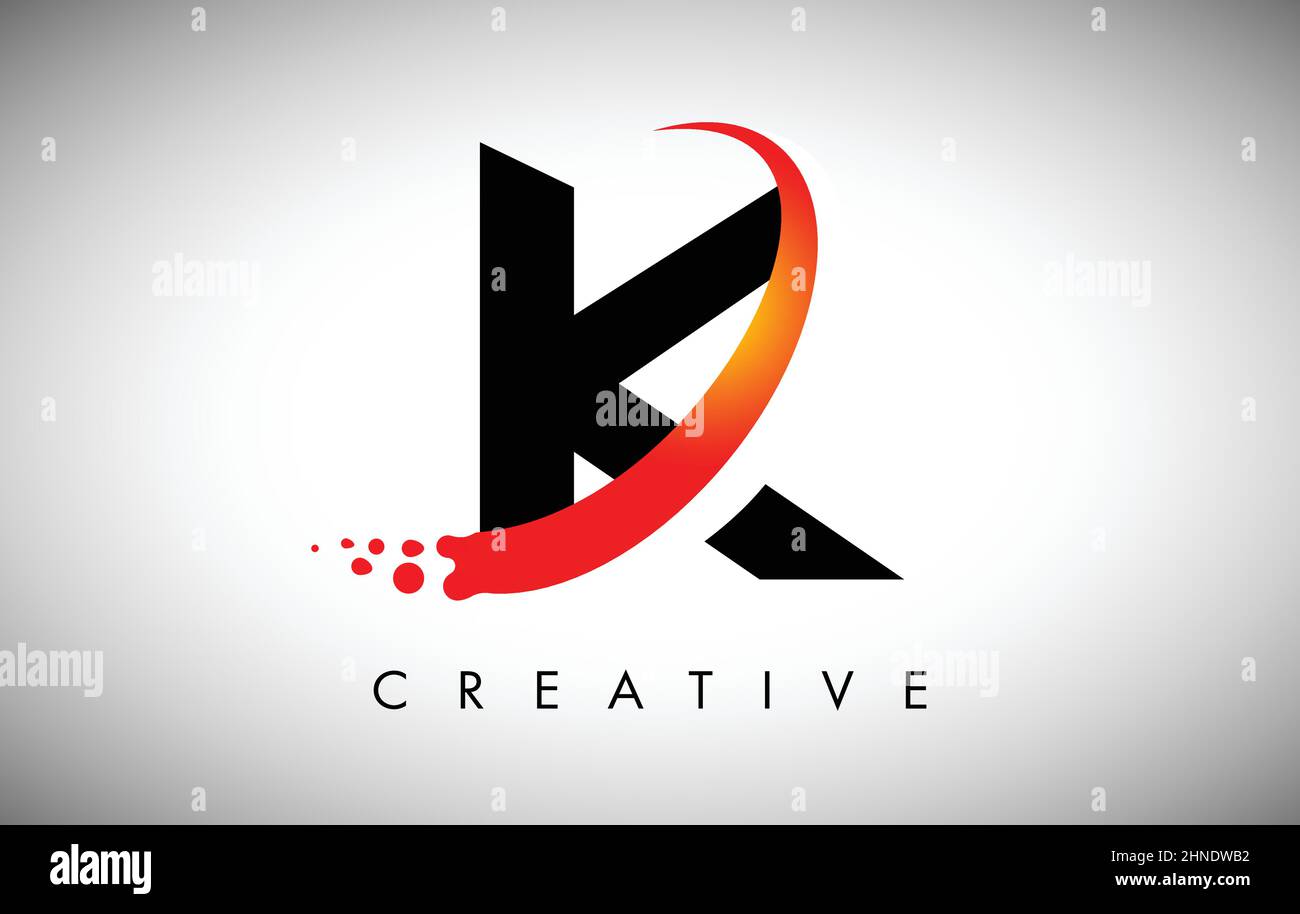Creative Letter K Logo with Curved Red Swoosh and Dots. Modern Trendy ...