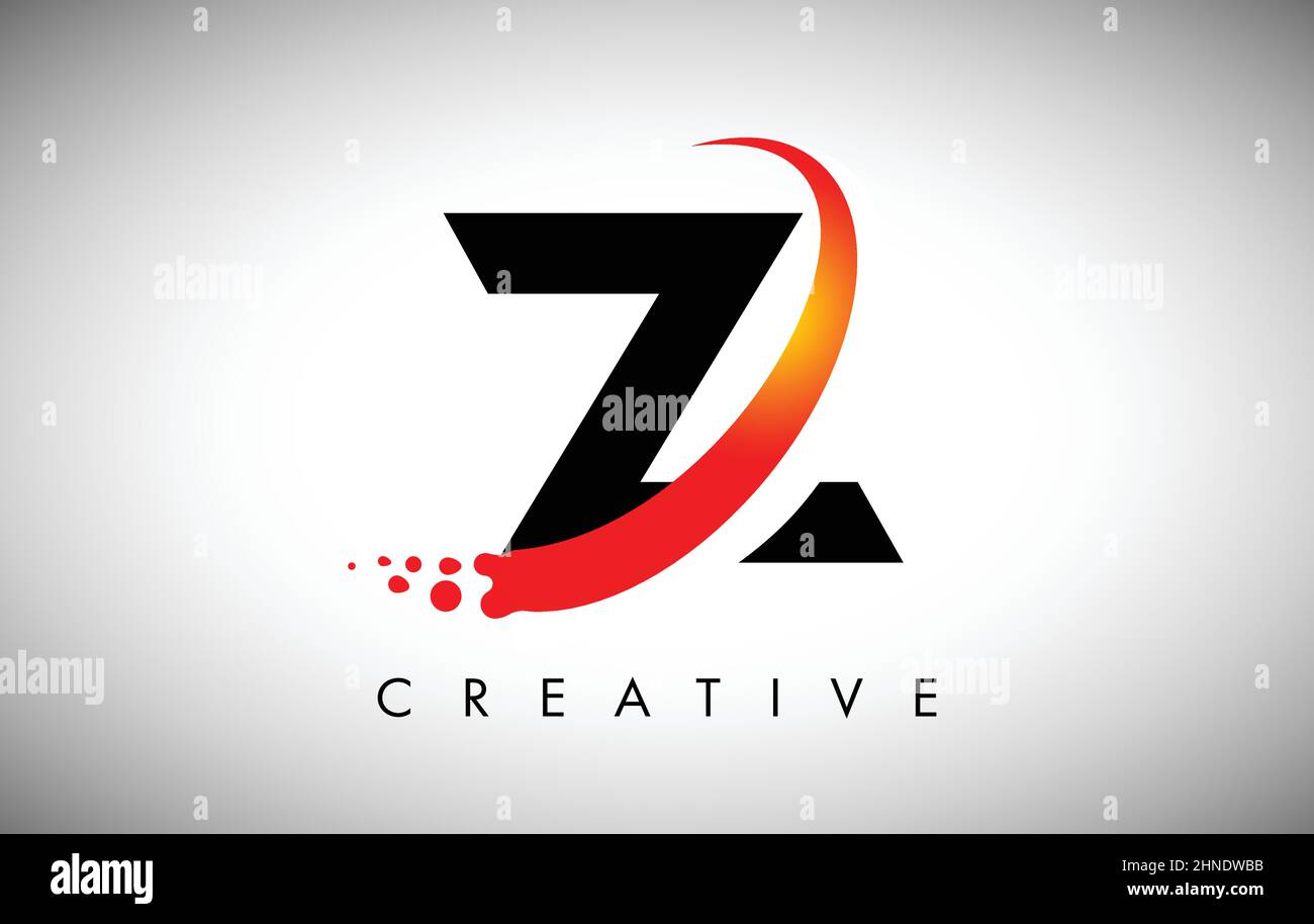Creative Letter Z Logo with Curved Red Swoosh and Dots. Modern Trendy ...