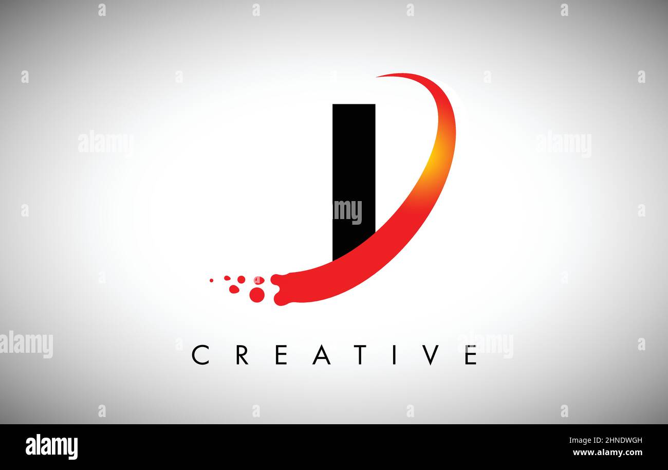 Creative Letter I Logo with Curved Red Swoosh and Dots. Modern Trendy ...