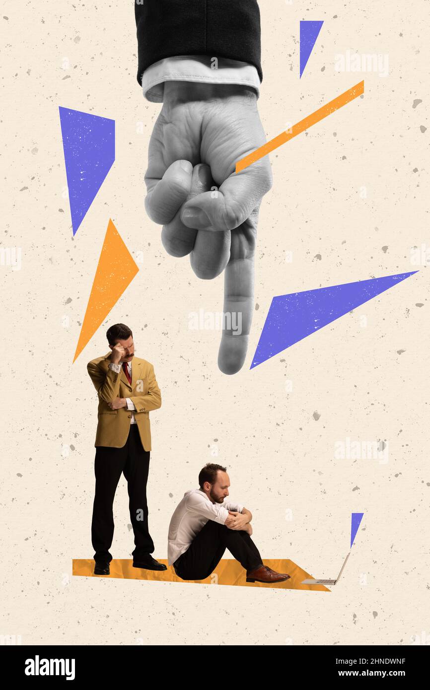 Creative design. Company manager, leader reprimand employees