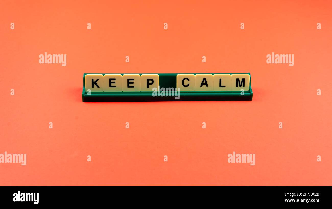 Selective focus on the word keep calm. Stock Photo