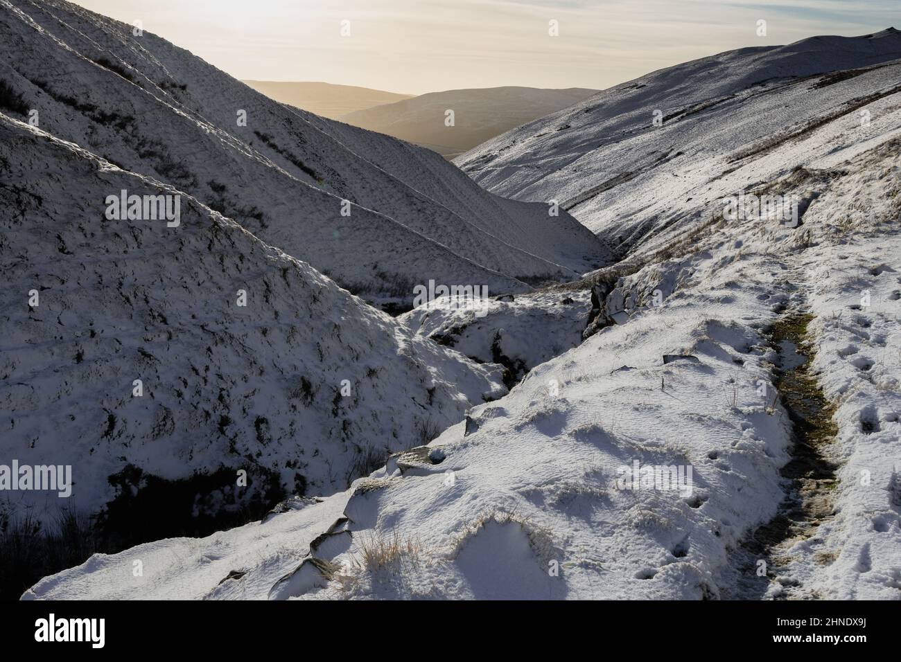 Wintery view of Ashbeck Gill near Sedbegh in the Howgills Stock Photo