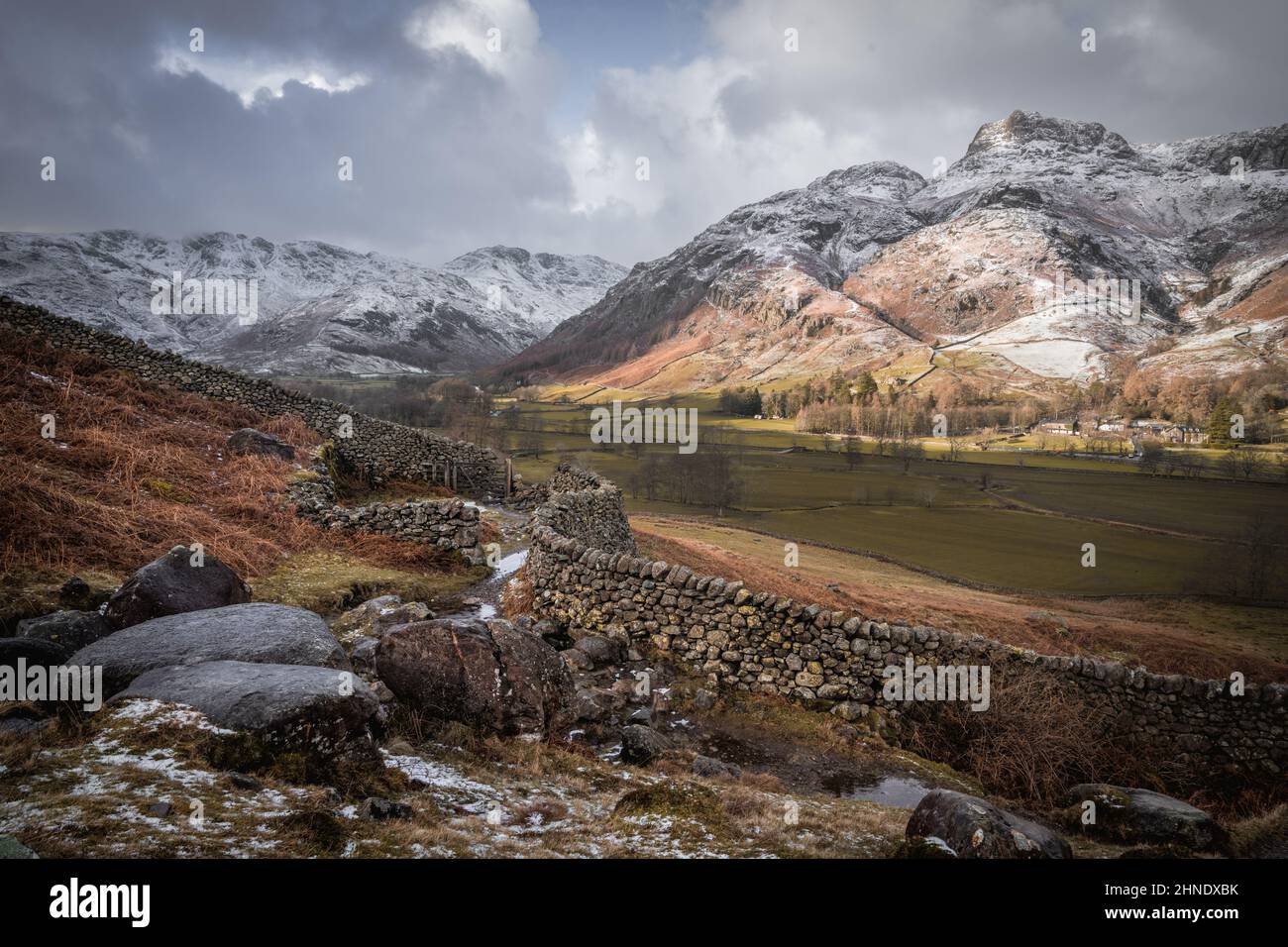 Langdale Valley in winter Stock Photo
