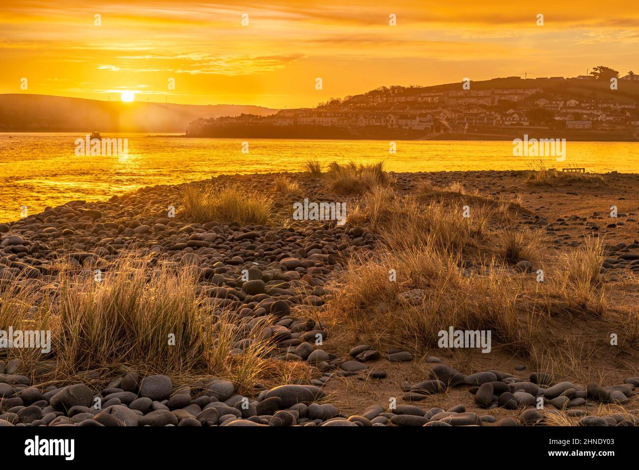 Northam Burrows near Appledore, North Devon, England. As the sun rises