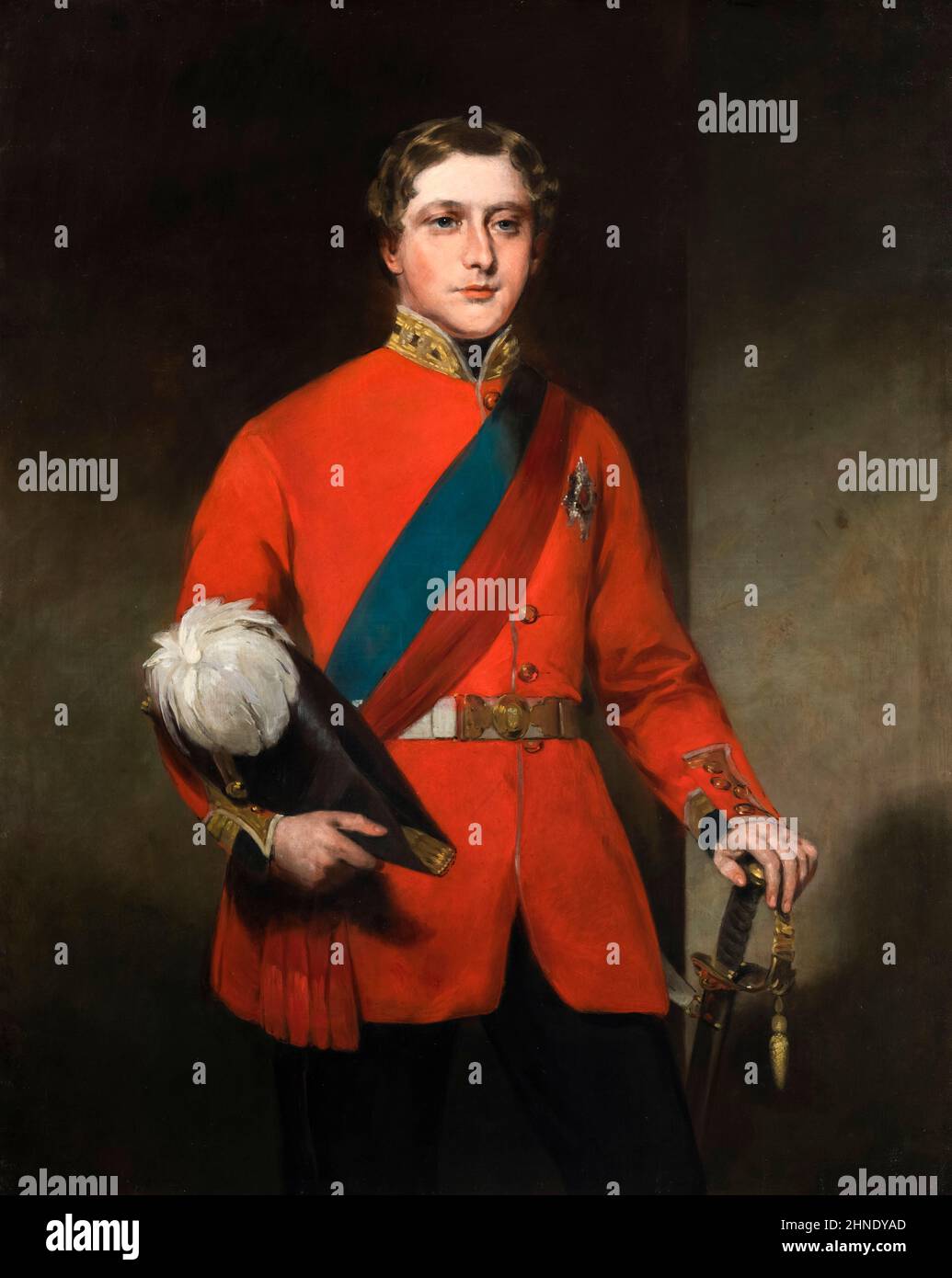 The Prince of Wales (later King Edward VII of the United Kingdom) as a young man, oil on canvas portrait painting by John Watson Gordon, circa 1860 Stock Photo