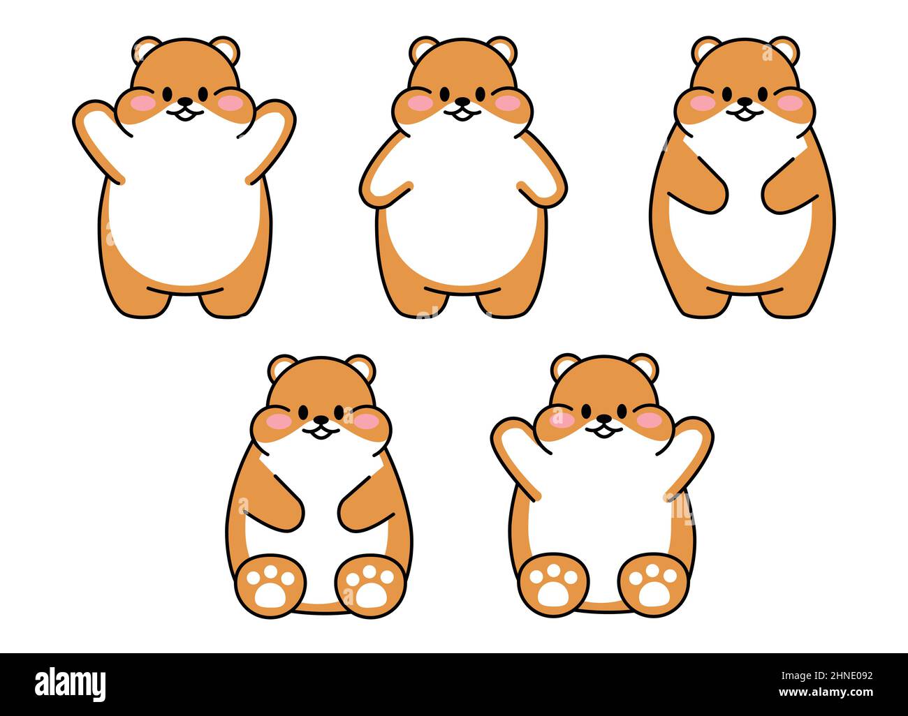 Set of cute drawn hamsters. Kawaii hamster in different poses. Collection  of avatars mascots funny character animal stickers isolated on white Stock  Vector Image & Art - Alamy