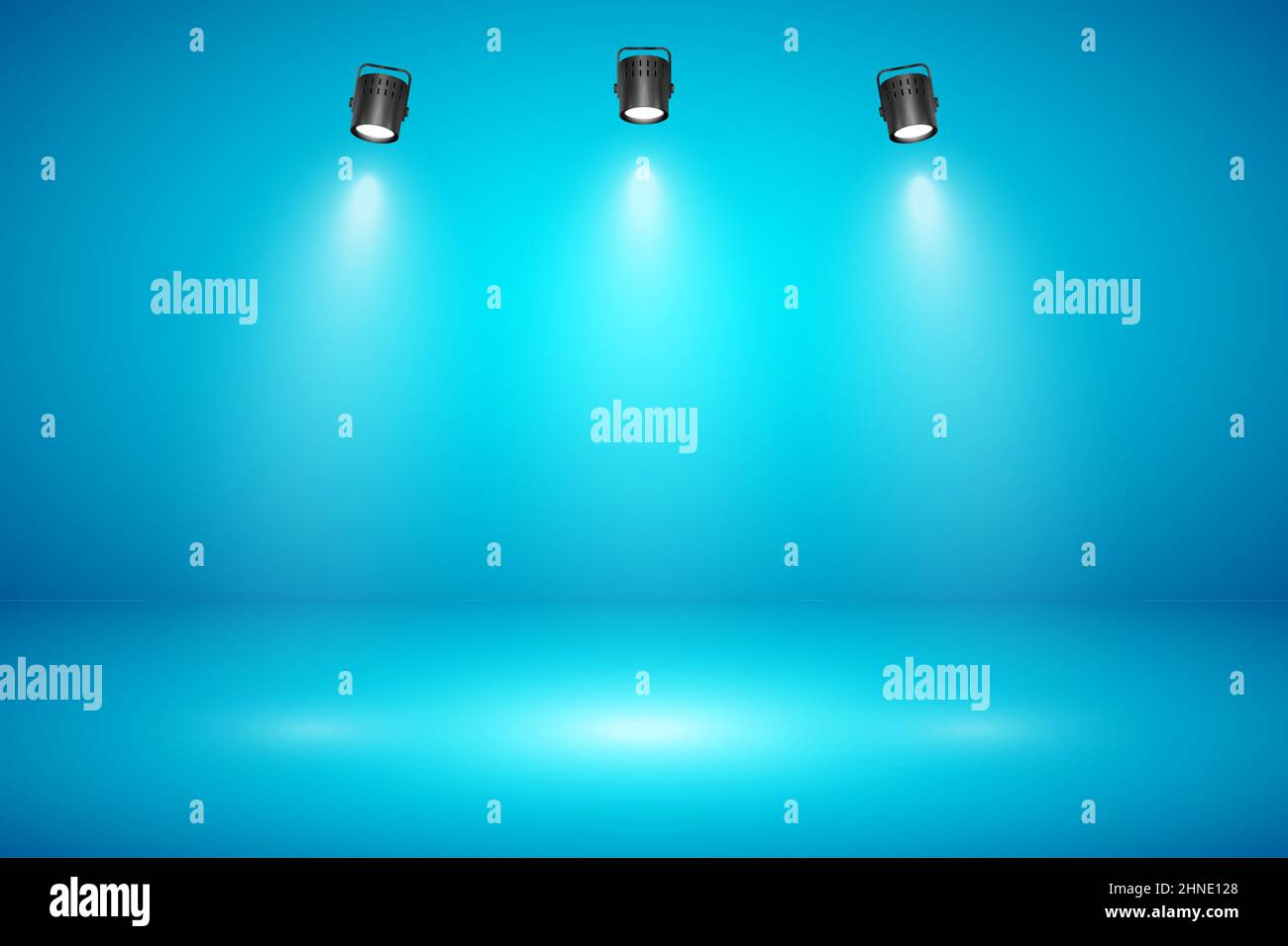 Empty blue studio abstract background with spotlight effect. Product ...