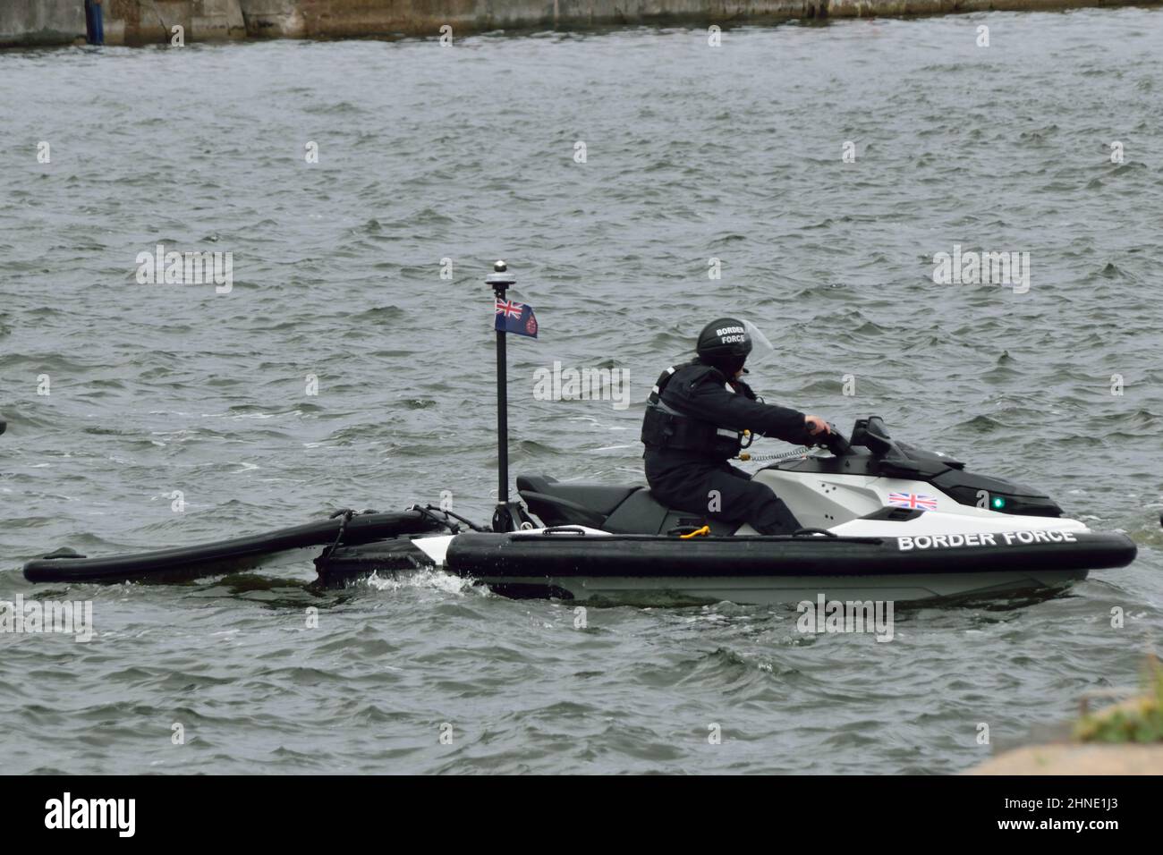 UK Border Force offices undertaking training exercise using Jet Skis in