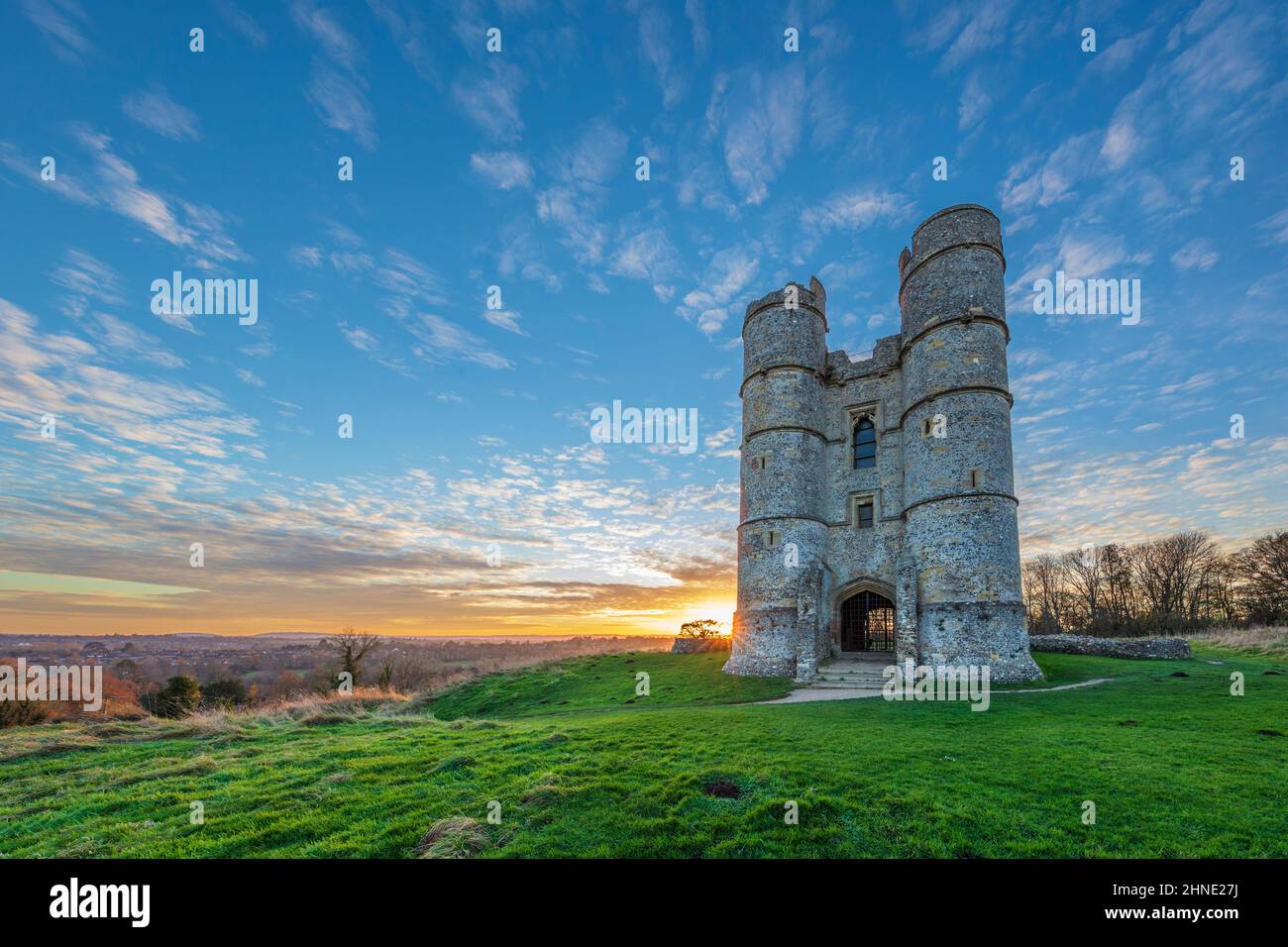 Ruins of Donnington Castle at sunset, Newbury, Berkshire, England, United Kingdom, Europe Stock Photo