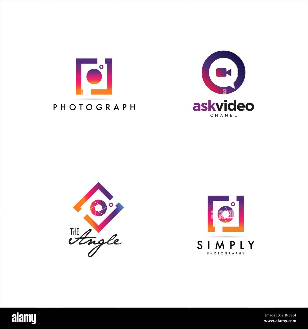Photography Camera Logo Icon Design Set Collection Stock Vector