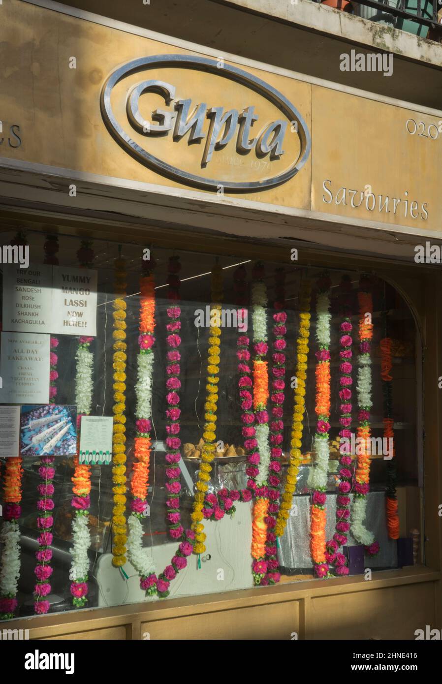 Indian sweet shop in Drummond Street next to HS2 fast rail link works at Euston station in