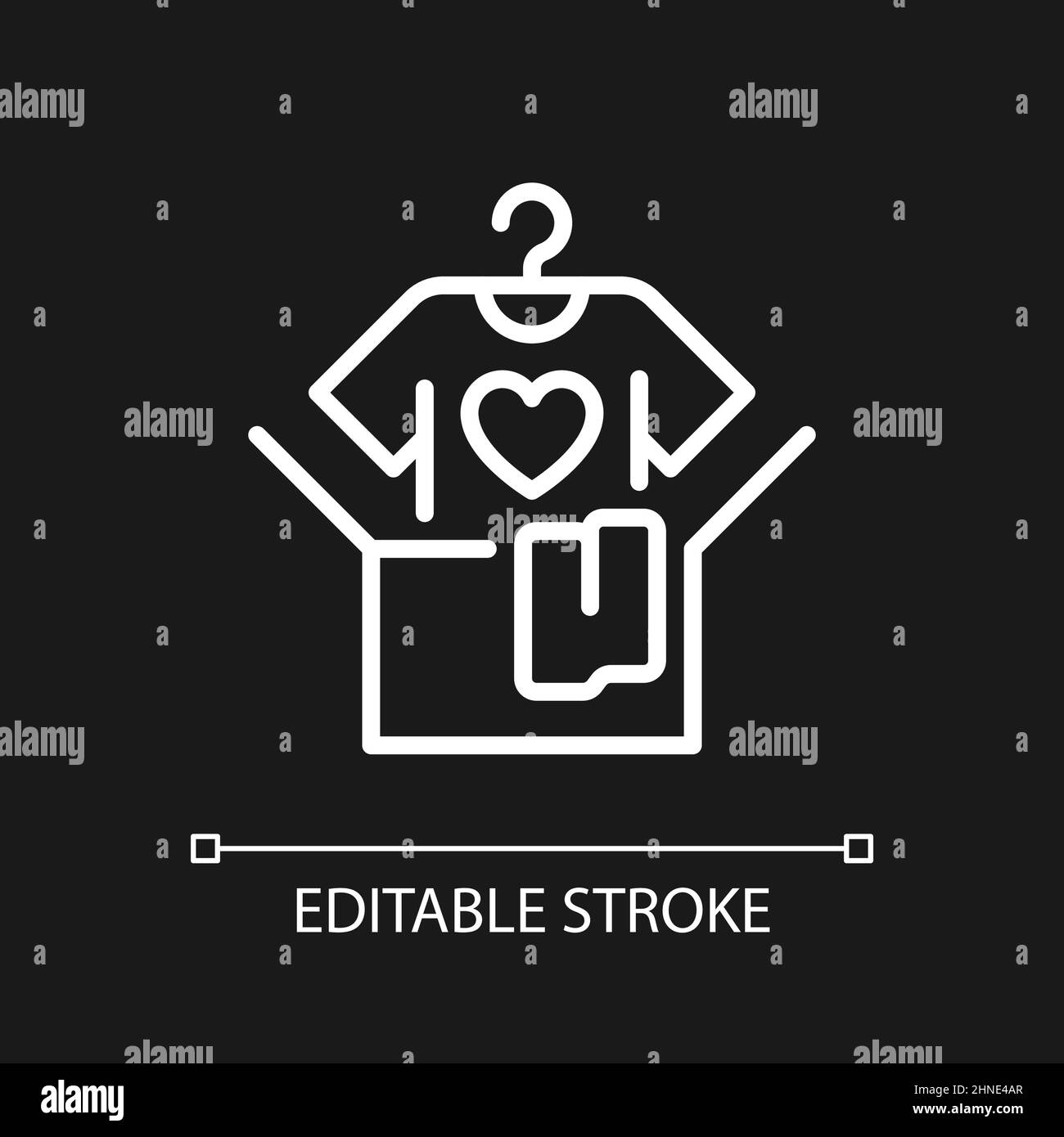 Clothes donation pixel perfect white linear icon for dark theme Stock ...