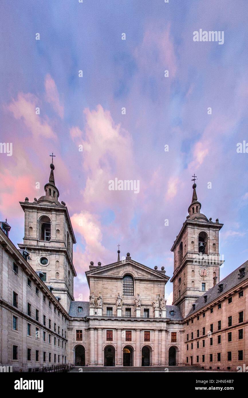 Color picture of the Royal Monastery of San Lorenzo de El Escorial.  Architect: Juan Bautista de Toledo and Juan de Herrera, 1563, made for the King P Stock Photo