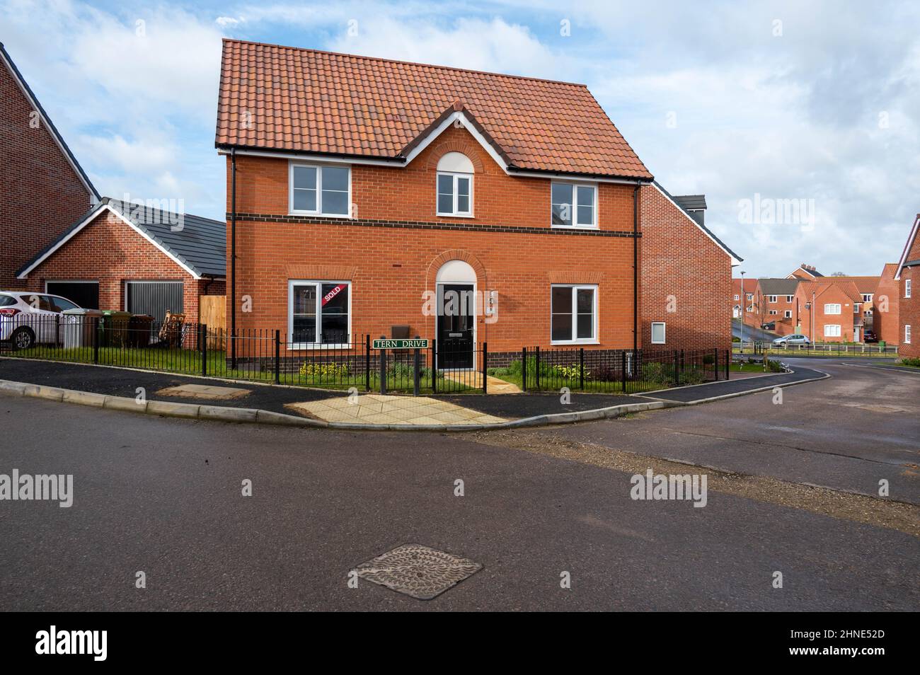 New housing developments around Norfolk England for sale Stock Photo