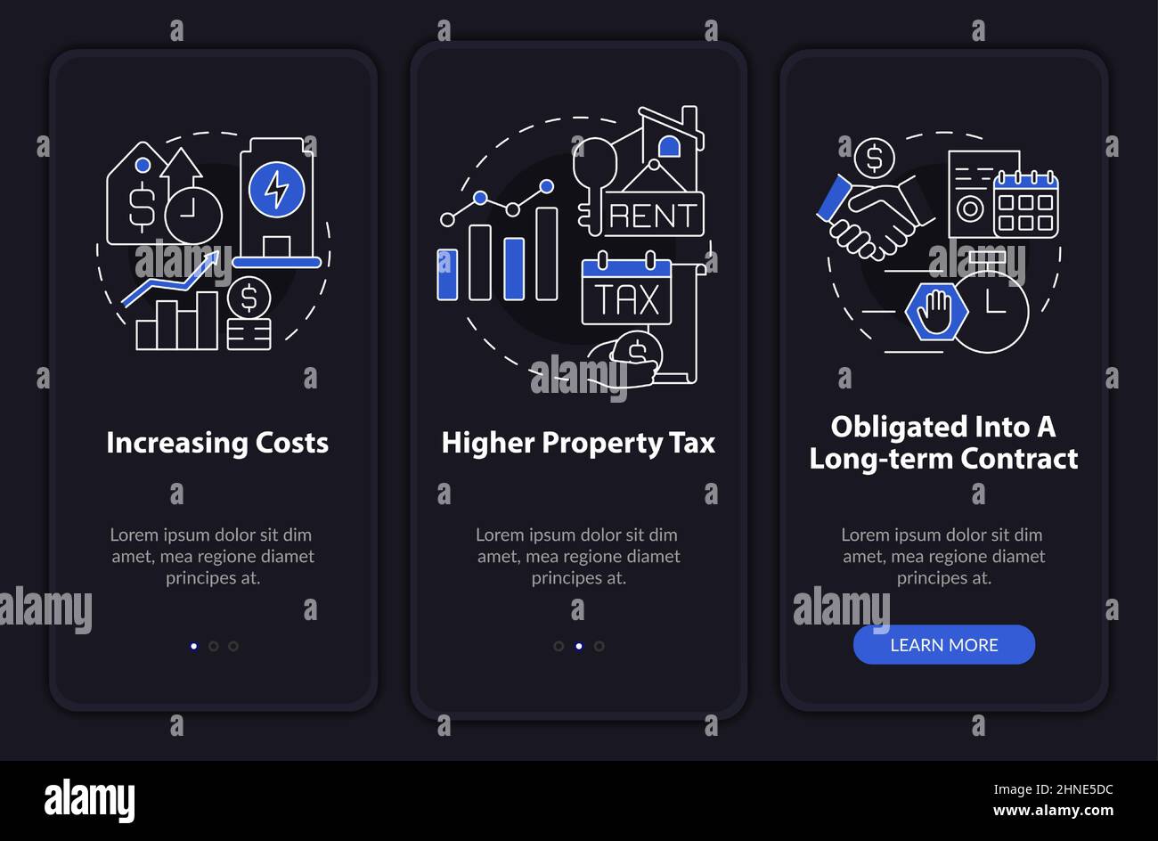 Disadvantages of PPA night mode onboarding mobile app screen Stock ...