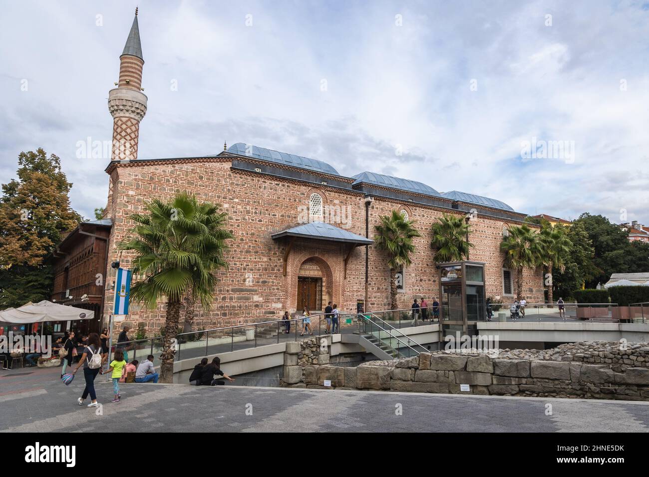 Dzhumaya Mosque also known as Cuma Camii nad ruins of ancient stadium in Plovdiv city, capital of Plovdiv Province in south-central Bulgaria Stock Photo